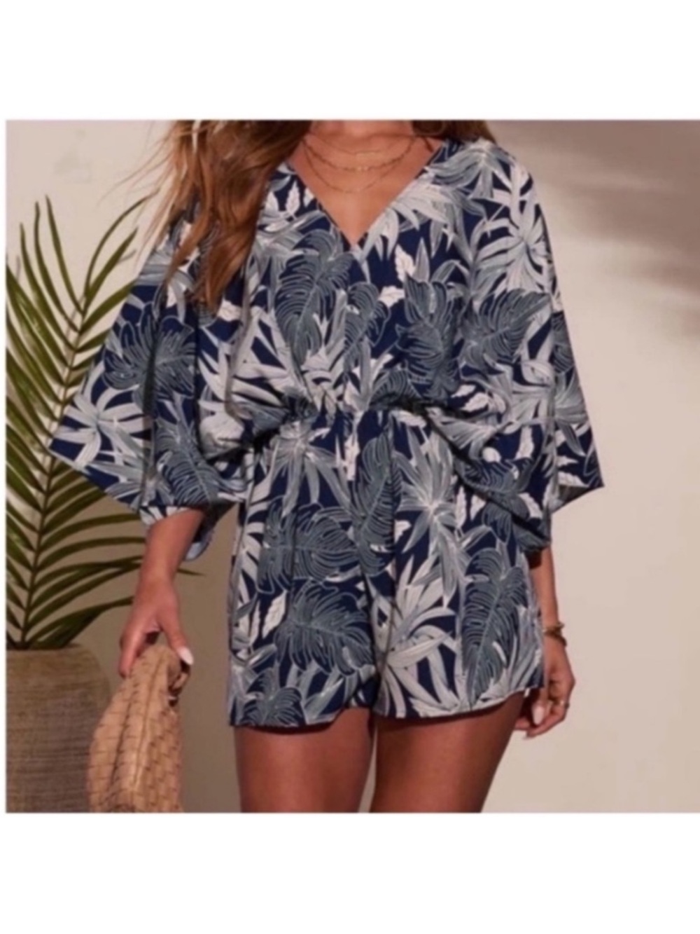 Vici Collection Navy and White Romper, size Medium